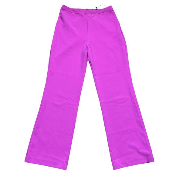NBD Pink Wide Leg Dress Pants LARGE Magenta High Waist Trouser Designer $178 NEW - Picture 8 of 10
